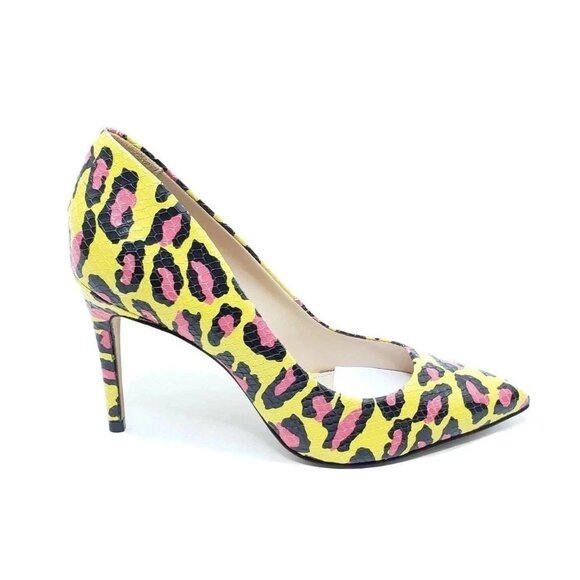 Vince Camuto Treesha Womens Pumps Yellow Pink Leopard Snake Print Size 5.5M - Picture 9 of 9